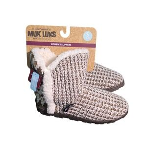 Muk Luks Womens Slipper Boots Brown Caramel Knit Fair Isle Small